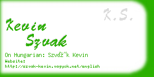 kevin szvak business card
